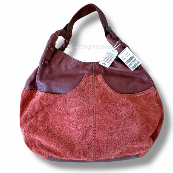 NWT Deadstock Lucky Brand Vintage Y2K Suede Leather Hobo Bag In Brown Rust RARE - Picture 14 of 15